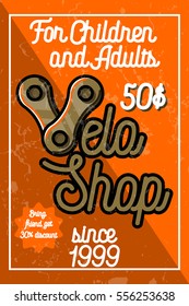 Color vintage bike shop banner