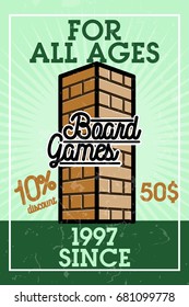 Color vintage bord games banner