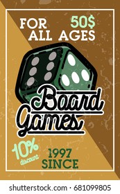 Color vintage bord games banner