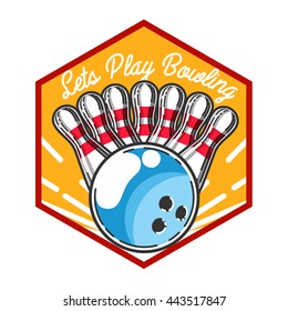 Color vintage bowling emblem