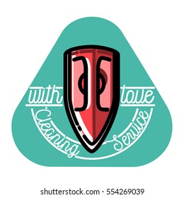 Color vintage cleaning service emblem. Vector illustration, EPS 10
