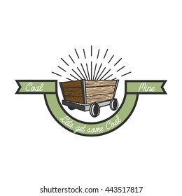 Color vintage coal mining emblem