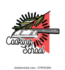 Color vintage cooking school emblem