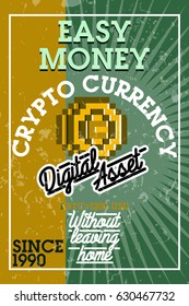 Color vintage cryptocurrency banner