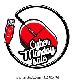 Color vintage cyber monday emblem