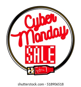 Color vintage cyber monday emblem