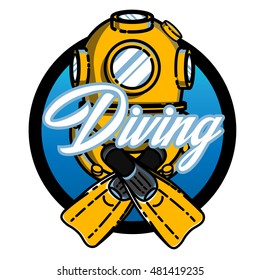 Color vintage diving emblem