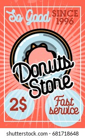 Color vintage donuts store banner