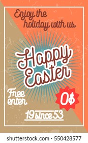Color vintage easter banner. Happy Easter Label Designs