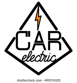 Color vintage electric car emblem