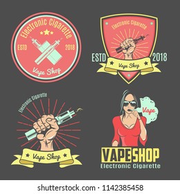 Color Vintage Emblem.For vape shop.vector illustration