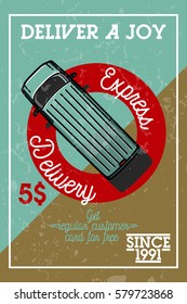 Color vintage express delivery banner. Vector illustration, EPS 10