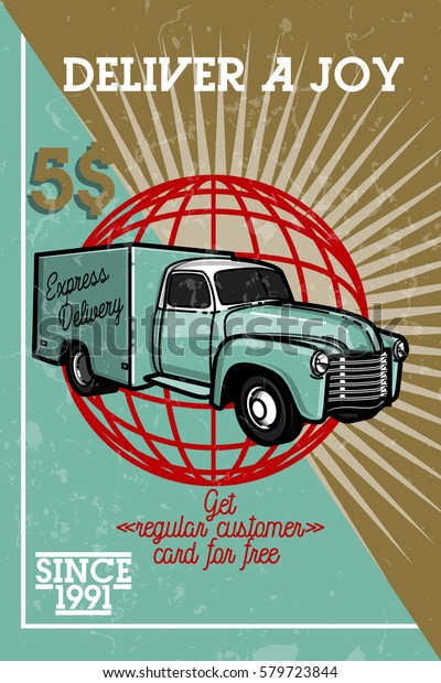Color vintage express delivery banner. Vector\
illustration, EPS 10