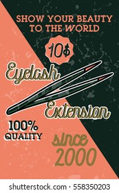 Color vintage eyelash extension banner