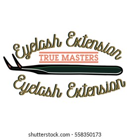 Color vintage eyelash extension emblem