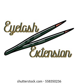 Color vintage eyelash extension emblem