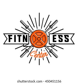 Color vintage fitness emblem. Isolated on white background.