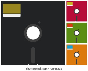 color vintage floppy disk for computers