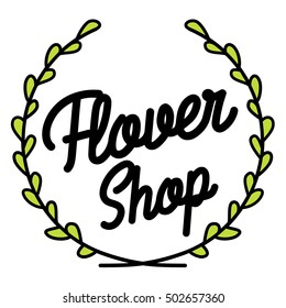Color vintage flower shop emblem