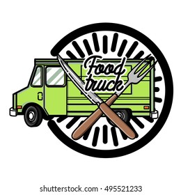 Color vintage Food truck emblem