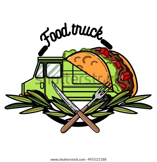 Color vintage Food truck\
emblem