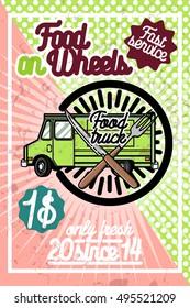 Color vintage Food truck poster