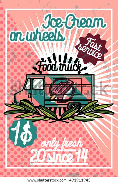 Color vintage Food truck\
poster