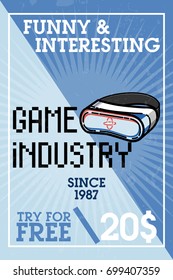 Color vintage game industry banner