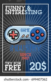 Color vintage game industry banner
