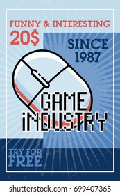 Color vintage game industry banner