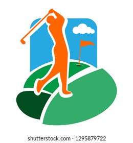 Color vintage golf club emblem. Golf championship, golf gear and equipment badge logo. Vector illustration, EPS 10