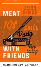 Color vintage grill party banner