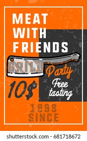 Color vintage grill party banner