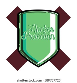 Color vintage hacker protection emblem