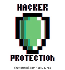 Color vintage hacker protection emblem