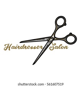 Color vintage hairdresser salon emblem, label, badge and design elements. Vector illustration, EPS 10