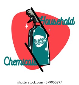 Color vintage household chemicals emblem
