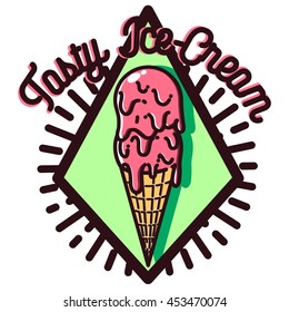 Color vintage Ice Cream emblem