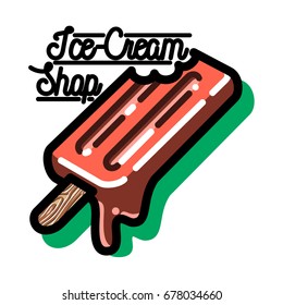 Color vintage ice-cream emblem