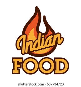 Color vintage indian food emblem