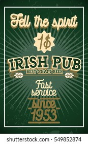 Color Vintage Irish Pub Banner