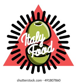 Color vintage italy food emblem