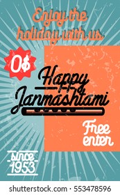 Color vintage janmashtami poster