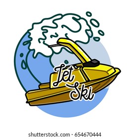 Color vintage jet ski emblem