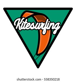 Color vintage kitesurfing emblem