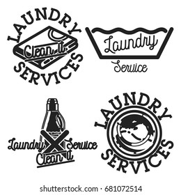 Color vintage laundry services emblems