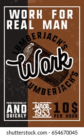 Color vintage lumberjack banner