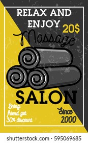 Color vintage massage salon banner