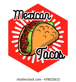 Color vintage mexican food emblem