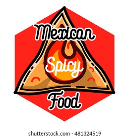 Color vintage mexican food emblem